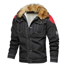 Men's Jackets Men Winter Jean Jackets Outerwear Couple Warm Denim Coats New Men's Large Size Wool Liner Thicker Winter Denim Jackets Men MY210L231026