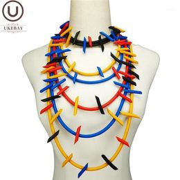 Chokers UKEBAY Necklace Multicolor Choker Necklaces Women Gothic Sweater Chain Handmade Rubber Jewellery Party Accessories Necklace1331Y
