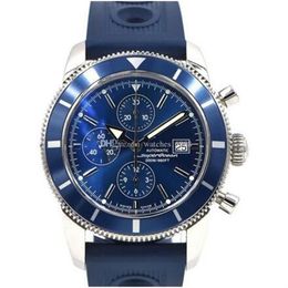 New SuperOcean Heritage Chrono 46mm Quartz Watch A13320 Blue Dial And Rubber Band Mens Sports Wrist Watches304i