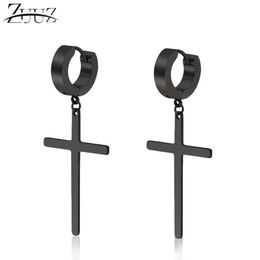 Stainless Steel Jewellery Bricos Charm Kpop Loop Cross Hoop Earrings Black Small Piercing Hoops Long Charms Gifts For Men & Huggie332w