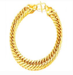 18k real gold plated gold color bracelet size 8mm 20cm big thick chain bangle for men jewelry whole2569431