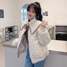 Women's Trench Coats Jackets For Women Outerwear Cotton Thicken Warm Winter Korean Lapel Loose Preppy Students Crop Bubble Puffer Coat