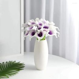 Wreaths Decorative Flowers 48Pcs Artificial Calla Lily For DIY Bridal Wedding Bouquet Centrepieces Home Decor(Purple In White)