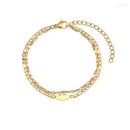 Bangle Design Stainless Steel Bracelet 18k Gold Plated Jewellery Twisted Chain Double Pentagram For Women