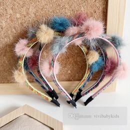 Girls Colourful weaving hair sticks kids plush pompons applique princess hairbands children birthday party accessories Z6205