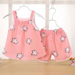 Clothing Sets 2 PCS Baby Girl Clothes Summer Sunsuit Cotton Kids Sleeveless Top Shorts Born Infant Outfits Set