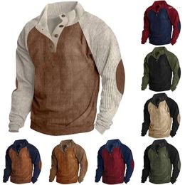 Men's Hoodies Sweatshirt Thickened Corduroy Long Sleeve Stand Neck Sports Sweater Pullover Outdoor