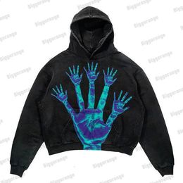 Punk Y2K Harajuku print Hoodie Men Sweatshirt Goth Streetwear High Street Trend Oversized woman Long Sleeve tops 231220