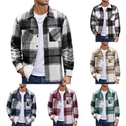 Fashion Men's Highend Warm Plaid Shirt Autumn Winter Thickened Jacket Mens Elastic Casual Shirts 231221