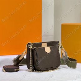 Designer wallet 3 in 1 brand bag fashion 44823 tote quality high cross-body chain bag Brown classic shell249V
