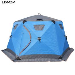 Hexagonal Winter Fishing Tent Lightweight Waterproof Camping Shelter Thickened Cotton Warm Outdoor Activities for 6 Person 231221