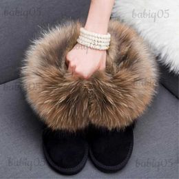 Boots Fashion Snow Boots Fox Fur 2023 Warm Women Snow Boots Woman Genuine Leather Snow Boots Women Winter Boots T231221