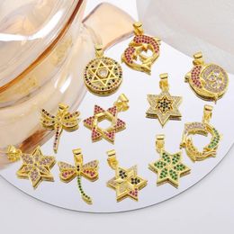 Charms Juya 18K Real Gold Plated Handmade Colorful Star Of David For DIY Mezuzah Judaism Talisman Religious Jewelry Making