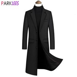 Extra Long Wool Trench Coat Male Winter Brand Mens Cashmere Coat Slim Fit Woolen Peacoat Windbreaker Manteau Homme 4XL 231220