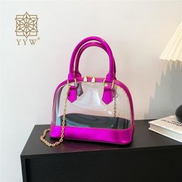 Jelly Transparent PVC Tote Handbag Casual Women Chain Shoulder Crossbody Soft Bags Fashion Designer Plating Top Handle Purse 231220
