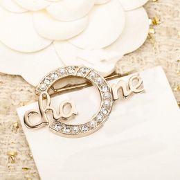 2024 Luxury quality charm brooch with nature shell pearl in 18k gold plated and words design have stamp box PS3635A