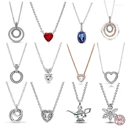 Pendants S925 Sterling Silver Double Ring Multi Colour Necklace Ruby Pendant Girl Jewellery Making Gift For Girlfriend