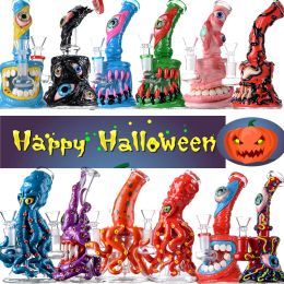 Hookahs Octopus Unique Heady Glass Bong Showerhead Perc Beaker Bongs Eyes Style Oil Dab Rig Wax Rigs Water Smoking Pipe With Bowl LL