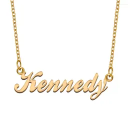 Pendant Necklaces Kennedy Name Necklace For Women Stainless Steel Jewellery Gold Plated Nameplate Chain Femme Mothers Girlfriend Gift