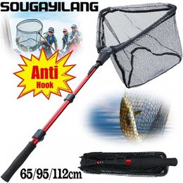 Accessories Sougayilang Fishing Net 65/95/112cm Folding Fishing Brail Net Telescopic Fishing Landing Net Scoop with Eva Handle Fishing Tools