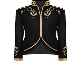 Men039s Jackets Mens Stylish Court Prince Black Gold Embroidery Blazer Suit Jacket Fashion Uniform Halloween Costume Adults Coa1239585