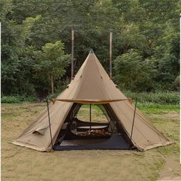 Shelters Camping Pyramid Tent with Snow Skirt Ultralight Outdoor Tent with Chimney Hole Winter Heating Cooking Travel Backpacking Tent