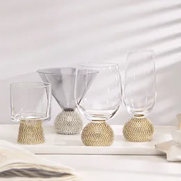 Wine Glasses Wedding Toasting Gold Rim Champagne Flutes Crystal Sparkling Diamond Glass Cocktail Martini Drinking