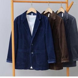 Men's Suits Men Clothing Solid Colour Blazers Jackets Oversize 2023 Autumn Casual Cotton Corduroy Safari For