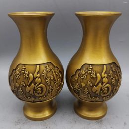 Bottles China Elaboration Brass Statue Good Luck Flower Vase Metal Crafts Home Decoration