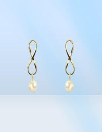 S1106 Fashion Jewelry S925 Silver Needle Earrings Sweet Cross Pearl Dangle Studörhängen4375434