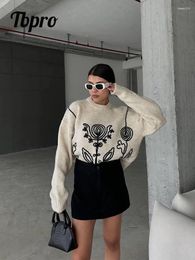 Women's Sweaters Oversized Flower Knitted Loose Sweater Women Fashion Long Sleeve Round Neck Pullover 2023 Autumn Female Casual Chic