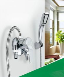 Wall Mount Bath Mixer Tap Single Handle Exposed Instal Shower Valve Chrome Brass With Hand N8771 Bathroom Sets8262132