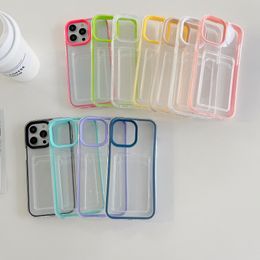 Transparent with Card Slots Protective Cases For iphone 15 14 13 12 11 Pro X XS MAX XR 8/7 Plus Shockproof 2IN1 Candy Bumper Clear Phone Case Back Cover 300pcs