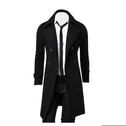 Casaco de lã masculino é elegante casual todos os dias versátil engrossado meados de comprimento outwear confortável macio casaco quente abrigo hombre 231220