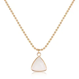 Pendant Necklaces NEKOL Necklace For Women With Geometric Glass Pendants Fashion Female Jewelry Gifts Wholesale Gold-color Chain