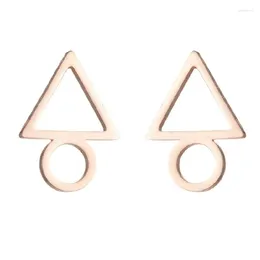 Stud Earrings Fashion Women Silver Color Gold Stainless Steel Star Round Jewelry Gift