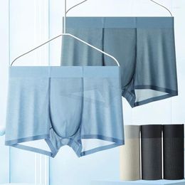 Underpants Men's Underwear Summer Ice Silk Non-trace Antibacterial One Piece Ultra-thin Mesh Breathable Mid-waist Boxers