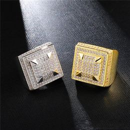 Hiphip Full Diamond Rings For Mens Top Quality Fashaion Hip Hop Accessories Crytal Gems Ring Whole262O