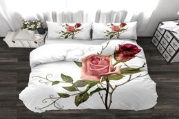 3D Rose Bedding Set Duvet Cover Floral Print Bed Linen Bedding Cover Comforter Sets Bedclothes Bed Setno Sheet6073733