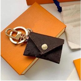 High Quality Designer Letter Wallet Keychain Keyring Fashion Purse Pendant Car Chain Charm Brown Flower Mini Bag Trinket Gifts Acc260N