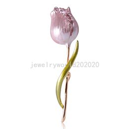 Women Exquisite Tulip Flower Brooch High-End Temperament Lapel Pins for Female Jewellery Gifts Clothing Accessories