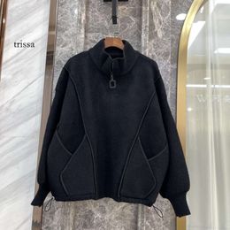 coat trapstar coat trapstar European Style Standing Neck Design with Edging, Short Double-sided Pearl Nylon Jacket, Loose and Slimming, Thickened Cardigan for Women