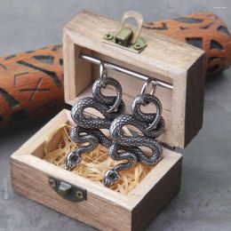 Stud Earrings Vintage Viking 316L Stainless Steel Animal Fashion Street Tail Snake Amulet Drop Punk Hip Hop Men's Jewellery