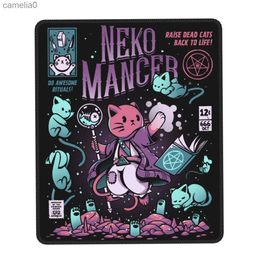 Mouse Pads Wrist Rests Nekomancer Cats Computer Mouse Pad Anime Mousepad Non-Slip Rubber Back To Life Satanic Gothic Witch Mouse Pads Mat for GamerL231221