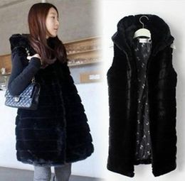 colete de pele feminina faux fur vest women faux fur coat 2018 winter jacket Hooded female Fake waistcoat outerwear L674874872