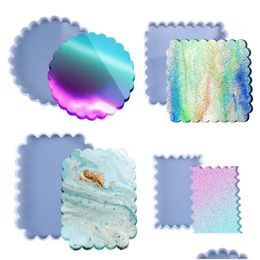 Molds Wave Coaster Resin Casting Molds Round Square Rec Sile Epoxy Jewelry Pendant Agate Making Mod Tool Home Diy Drop Deliv Dhgarden Dhmyp