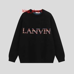 lanvins Sweaters Designer Lanvins Hoodie Fall/winter New Langfan Net Red Loose Crew Neck Sweater Versatile Tee Trend for Men and Women 2 5UOA