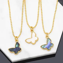 Pendant Necklaces FLOLA Exquisite White Butterfly Necklace For Women Girls Copper Gold Plateds Short Resin Female Jewelry Gifts Nkeb445