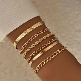 Anklets Multilevel Beach Handmade Geometric Rope Chain Combination Bracelet Summer Boho Gold Colour Multi-style Punk Snake Jewellery