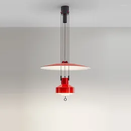 Chandeliers Italian Flexible Up And Down Red Black LED Dimmable Aluminium Lustre Chandelier Lumunaire Hanging Lamps For Dinning Room Foyer